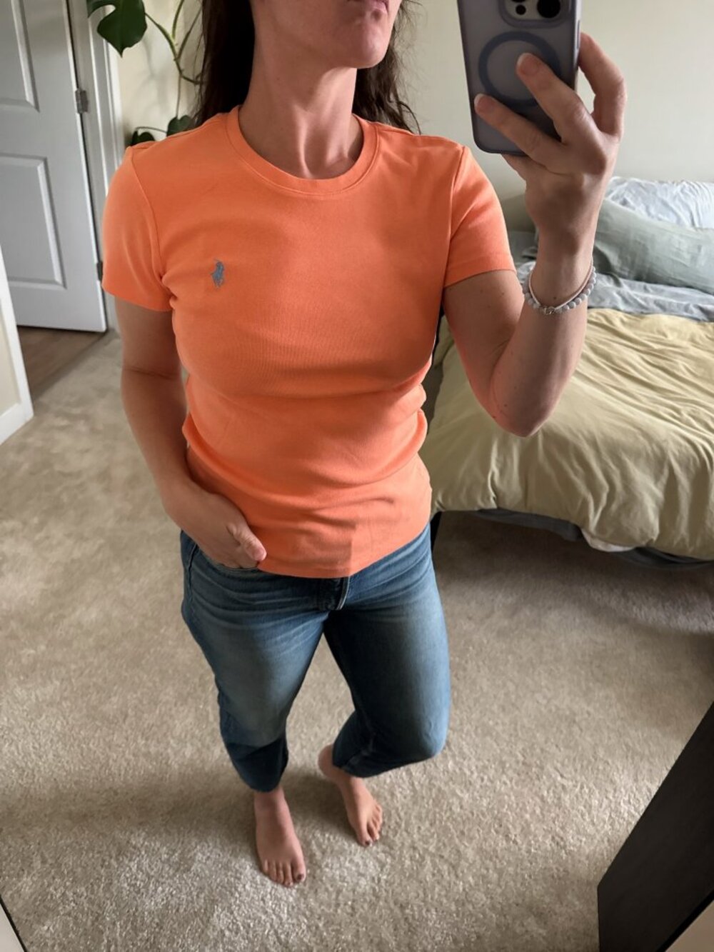 Vintage Ralph Lauren Sport Orange Basic Tee Size L
